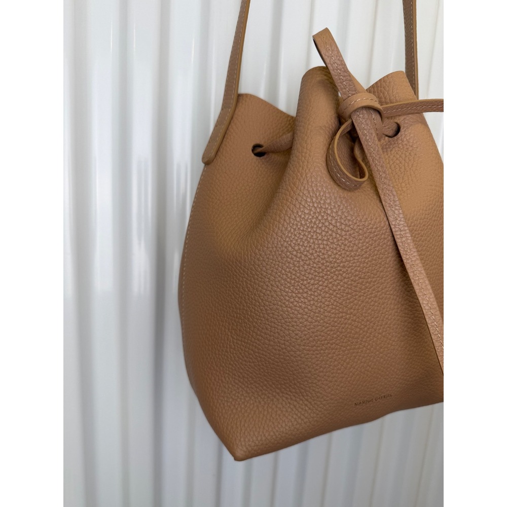 Mansur Gavriel Bucket Bag Women Mini Tan Excellent Pebbled Leather Italy - Picture 3 of 8